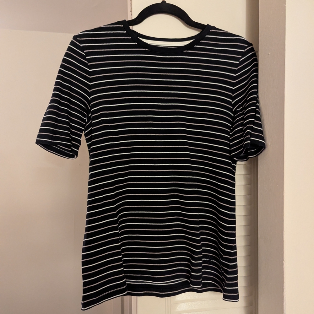 Isaac Mizrahi Black and White Striped Tee